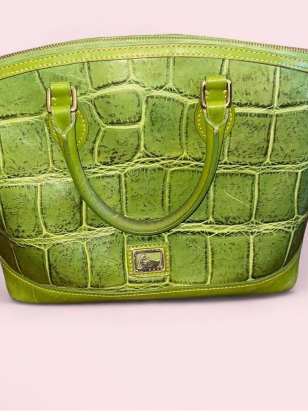 Dooney & Bourke Green Croc-Embossed Structured Bag - Picture 3 of 9